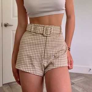 ZARA Checkered Beige 60s styled shorts